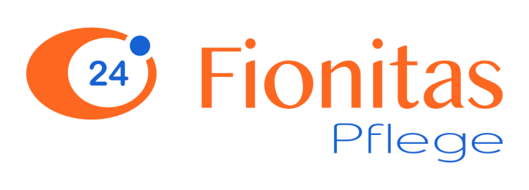 Fionitas-Pflege Logo – Ihre Agentur für 24-Stunden-Betreuung Logo von Fionitas-Pflege mit orangem Kreis, blauer 24 und blau-orangefarbener Schrift.
